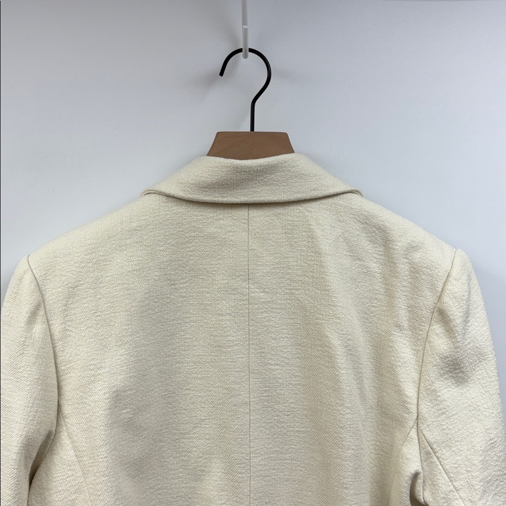 Anthropologie Maeve Tweed Double Breasted Crop Blazer Jacket Preppy Ivory Large - Picture 7 of 11